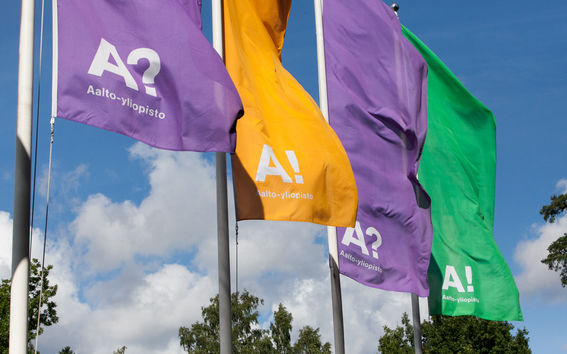 Aalto University flags. Photo: Aino Huovio