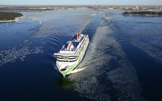 The passenger ferry Tallink Megastar sails the Baltic Sea.
