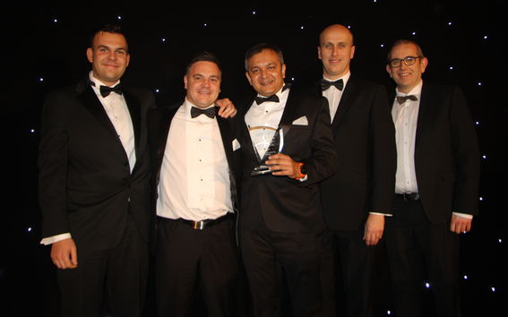 Bhargav Dave of VisiLean (middle) at the 2019 Construction Computing Awards