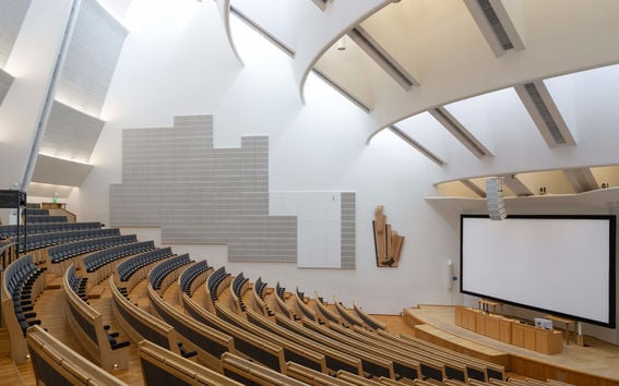 An empty lecture hall in the Undergraduate Centre, Photo by Esa Kapila