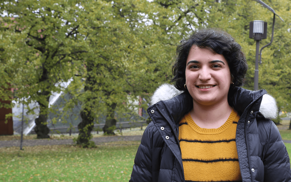 Maryam Esmaeilzadeh stood infront of the CHEM department