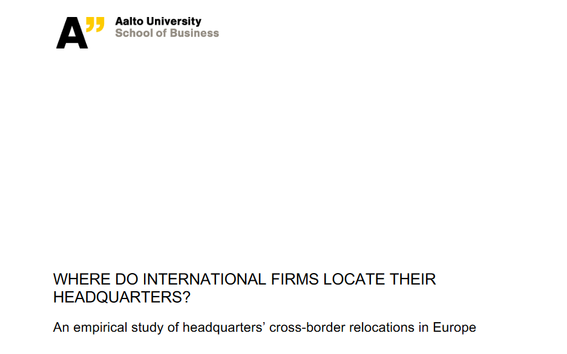 Thesis: Where do international firms locate their headquarters? (Matilda Saarinen)