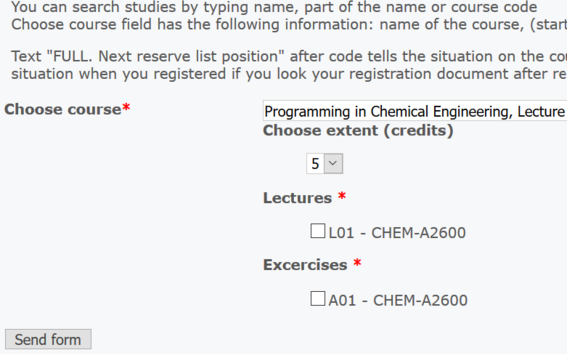 A screenshot of the registration page showing the mandatory fields marked with a red asterisk.