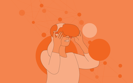 Girl with a VR headset, illustration: Matti Ahlgren/Aalto University