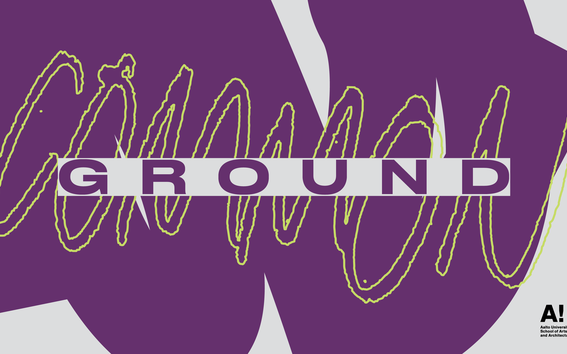 Common ground poster on violet background