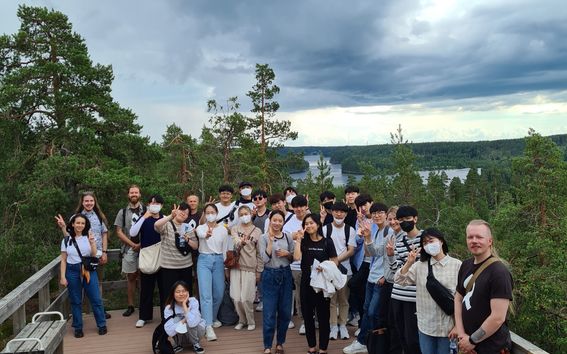 Group of Korean students in Nuuksio national park