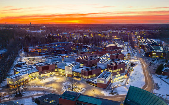 Aalto University campus lights. Photo: Mika Huisman