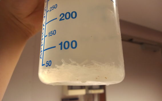 crystallized material in ammonia salt