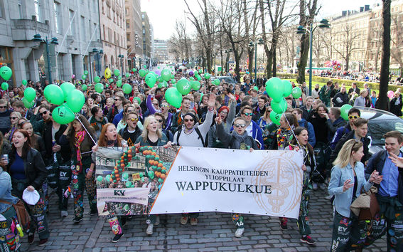 KY's annual Wappu march closes down the Helsinki CBD