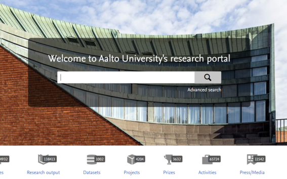 Pic of Aalto research portal