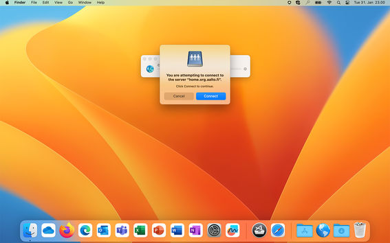 Finder making sure that you want to connect to file server