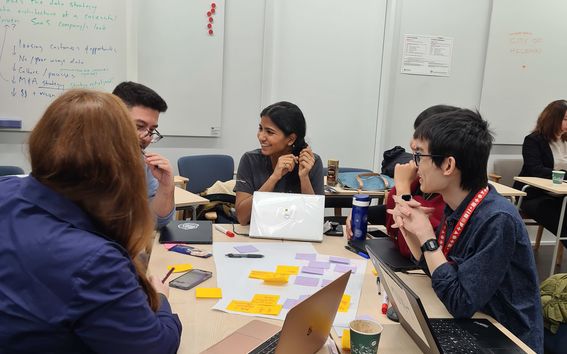 Students woking in teams at the Design Methods class of Digital Business course. Photo: Ayse Pekdiker