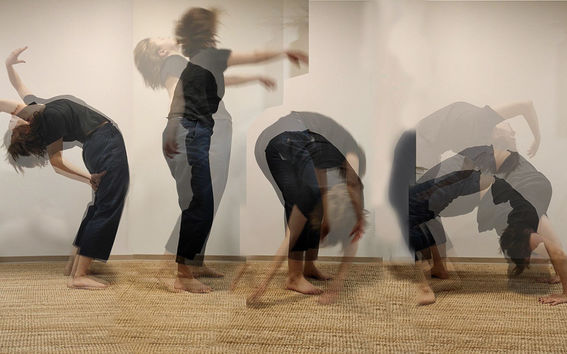 Several photos overlaid on top on each other showing different stages of movement.