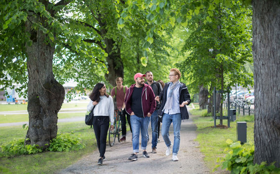 Students outside at Otaniemi campus