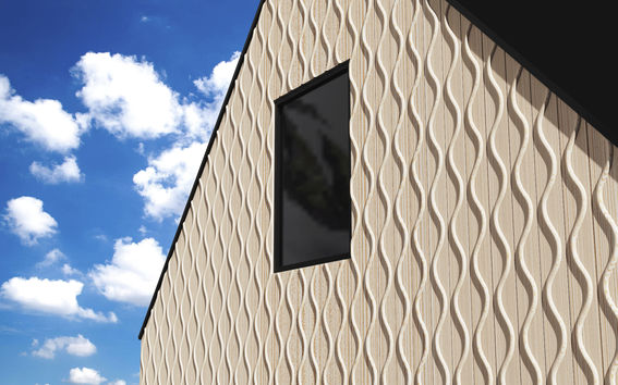 wall of a building with new cladding solutions, 3d render by Hemmo Honkonen