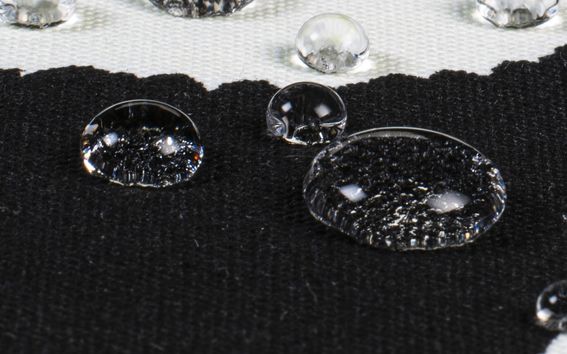 water droplets on a water repellent textile 