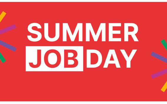 Red background with text Summer Job Day