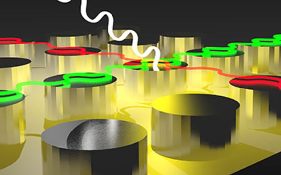 Researchers experimentally demonstrated that patterning of magnetic materials into arrays of nanoscale dots can lead to a very strong and highly controllable modification of the polarization of light when the beam reflects from the array. The picture is taken from the news "Putting a new spin on plasmonics".