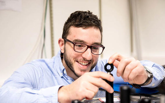 Researcher Konstantinos Daskalakis is working in a research project to fabricate an organic laser diode. Photo: Mikko Raskinen