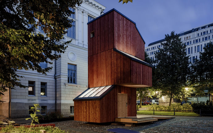 Kokoon modular living system is made of wood. Photo: Tuomas Uusheimo
