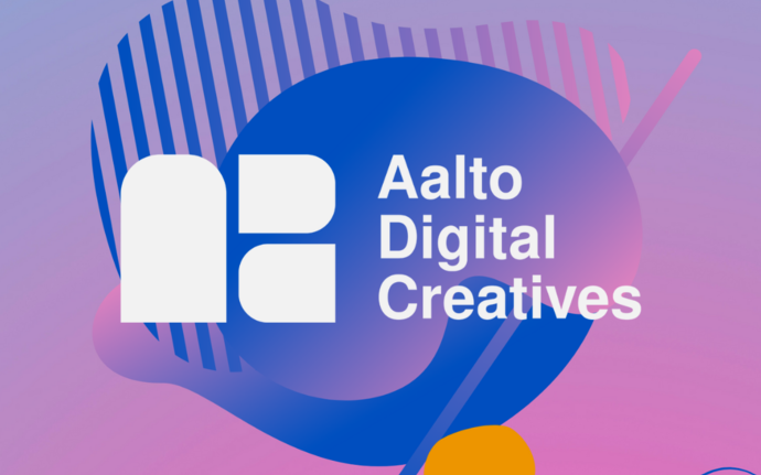Aalto Digital Creatives logo with a colourful background