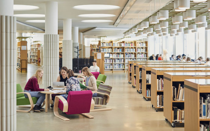 students in Aalto library