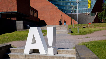 A-logo on the steps in front of the Undergraduate Centre