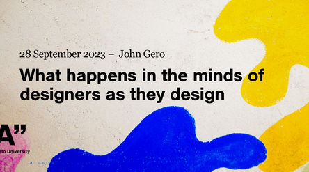 An event banner with the event title "What Happens in the Minds of Designers as They Design"
