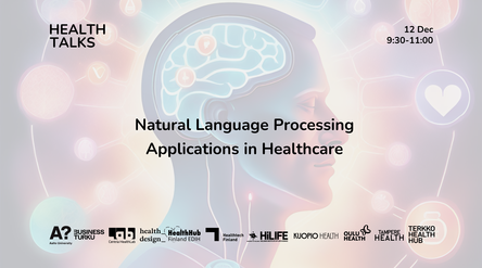 Health Talks banner for Natural Language Processing Applications in Healthcare -event