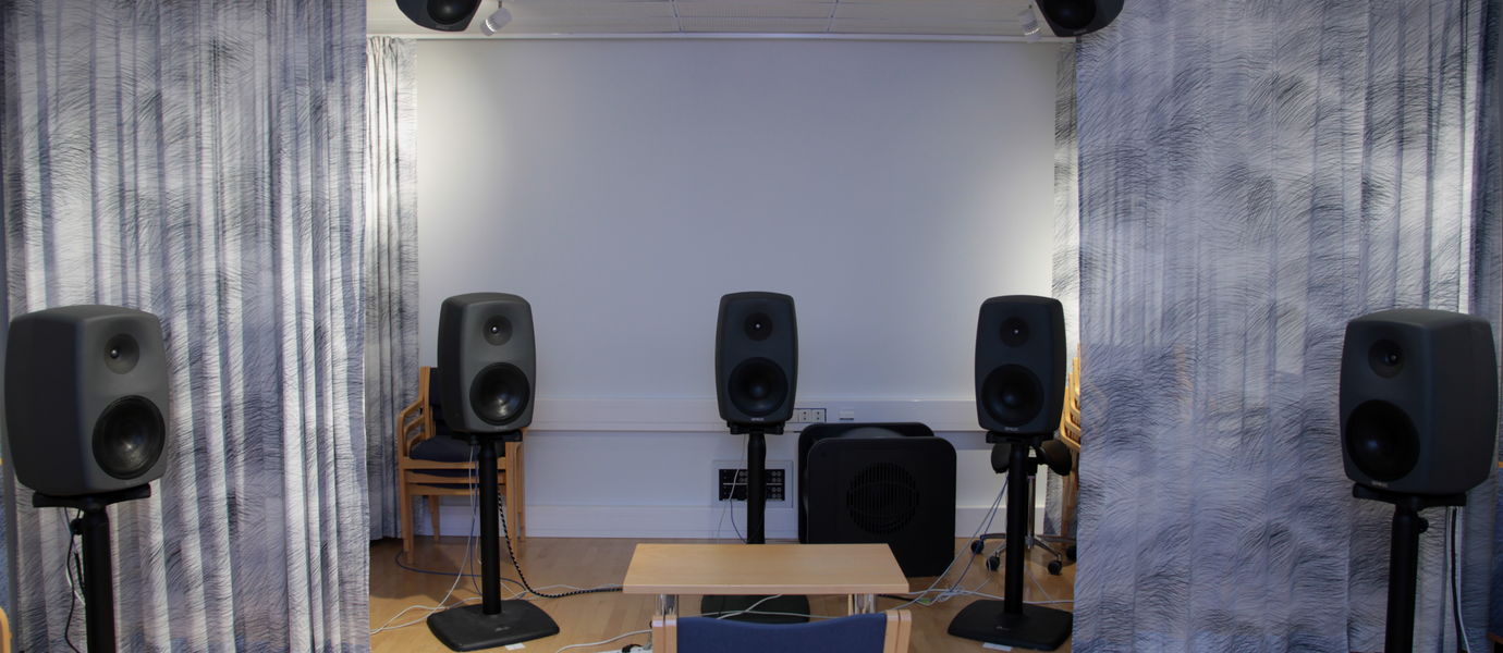 Listening room of the Aalto Acoustics Lab.