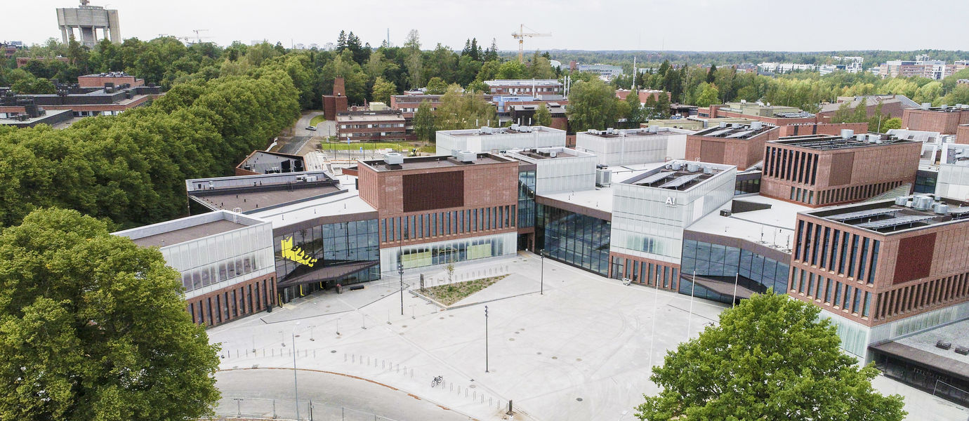 Aerial photo of Väre and A Bloc buildings / Photo by Aalto University, Mikko Raskinen