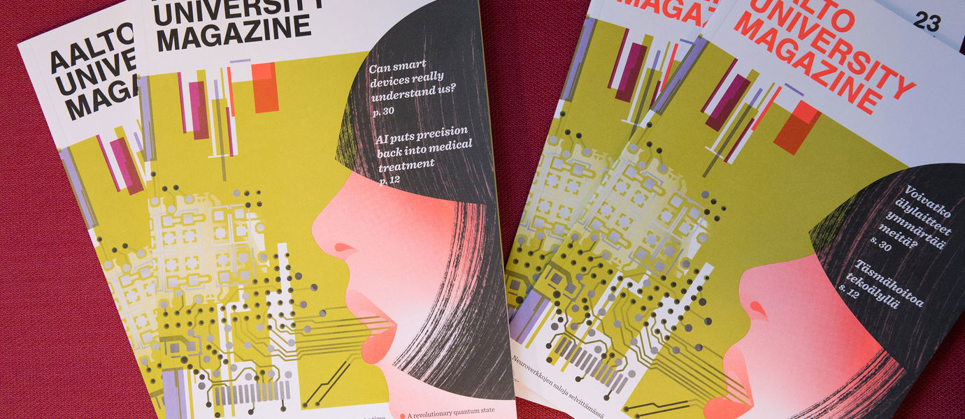 Aalto University Magazine 23 covers. Photo: Anni Kääriä.