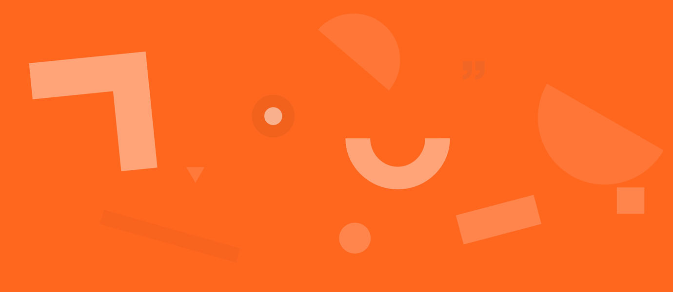 Drupal image for Comms use only. Abstract graphic with orange semi-circles and squares on a red background..