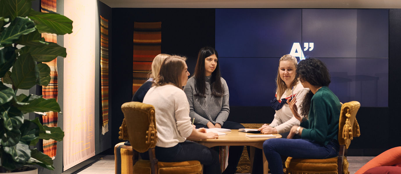 Students meeting at Aalto University