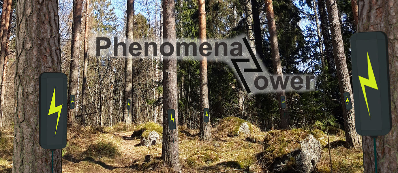 a header image with text "phenomenal power" with a forest in the background