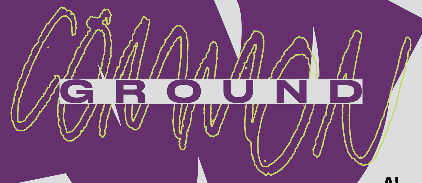 Common ground poster on violet background