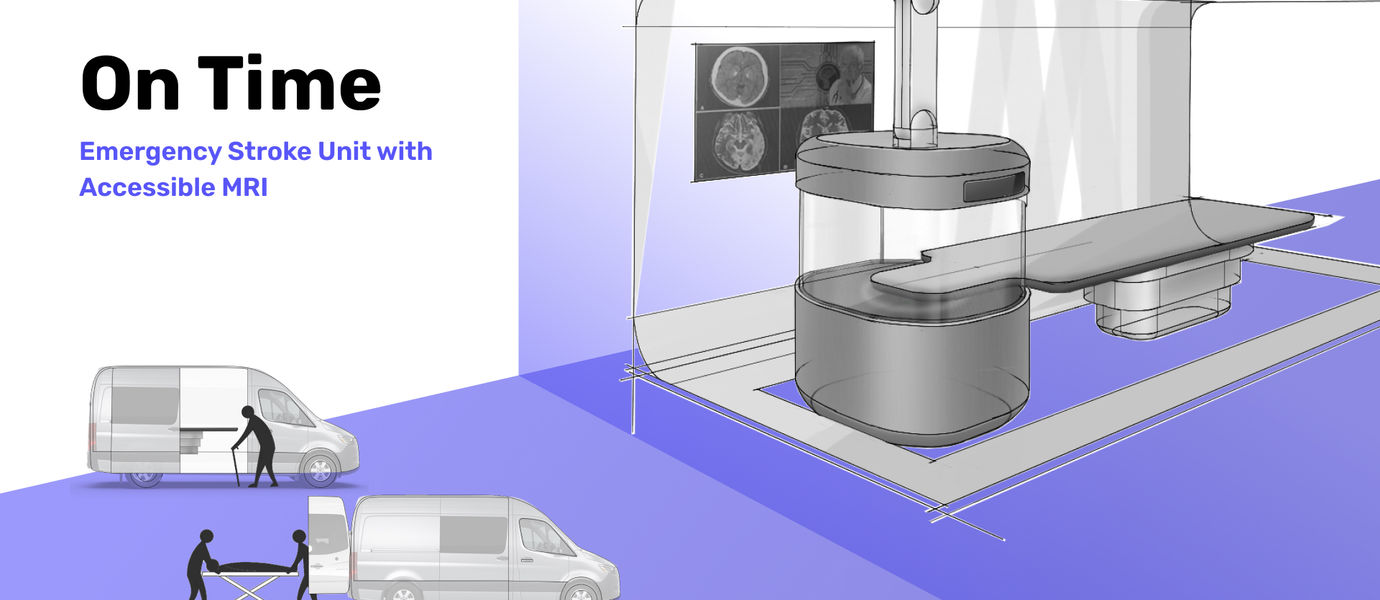 Concept image of accessible MRI stroke unit with a picture of the van and the interiors