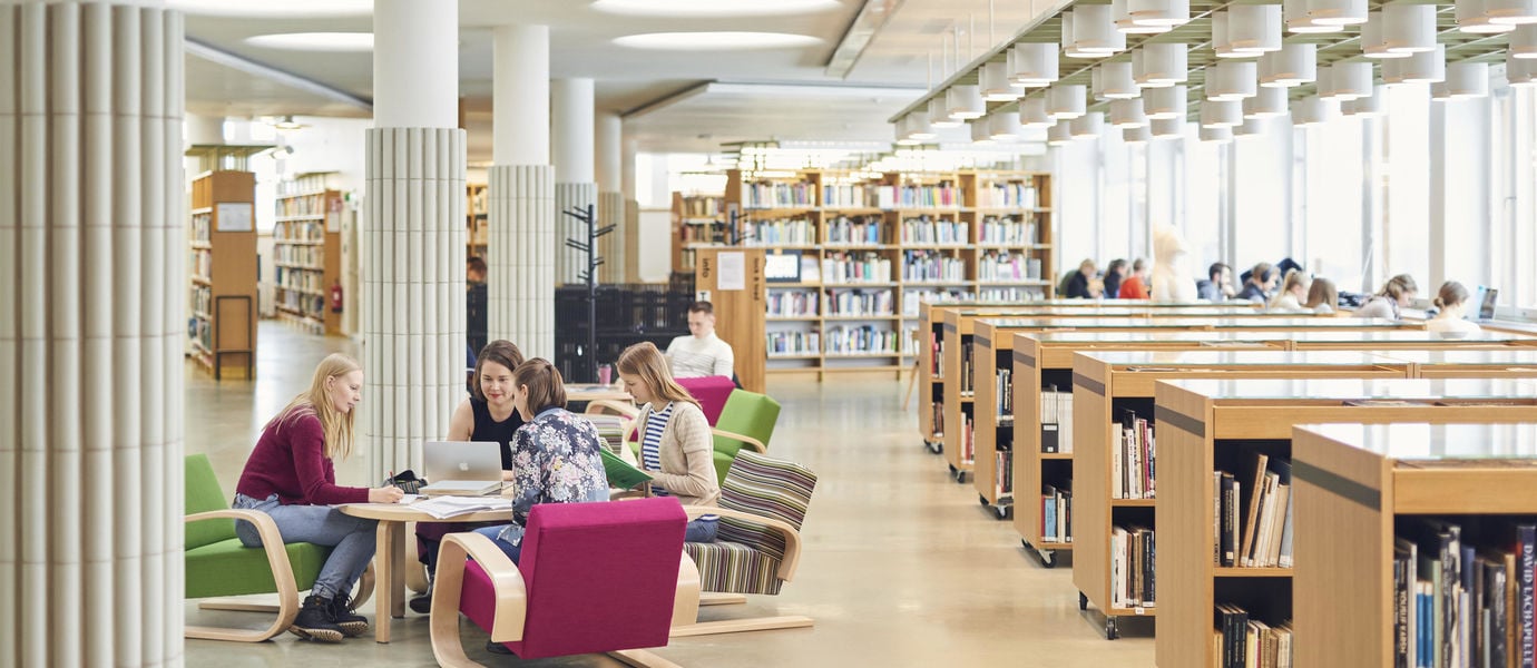 students in Aalto library