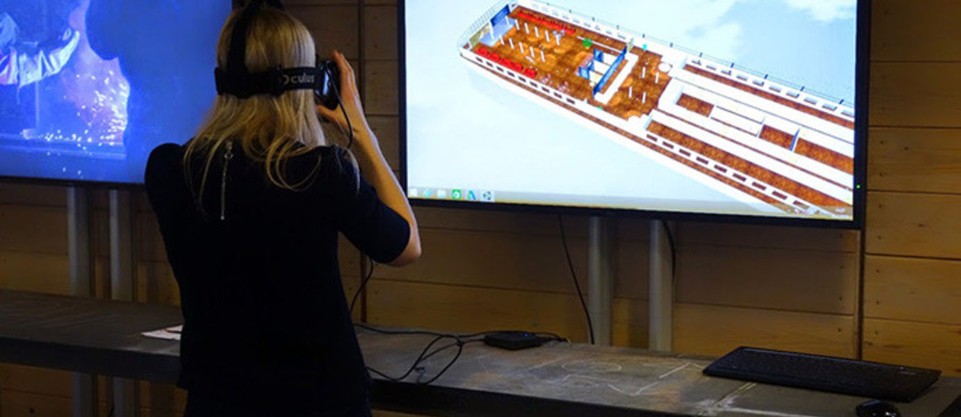 Viewing the Proteus demo with the Oculus Rift headset. Image by Antti Kauppi.