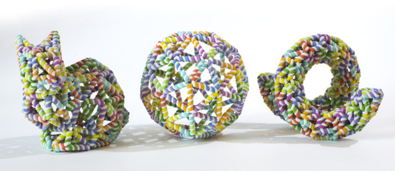 3D printed models of DNA nanostructures synthesised in the research. Picture: Erik Benson.
