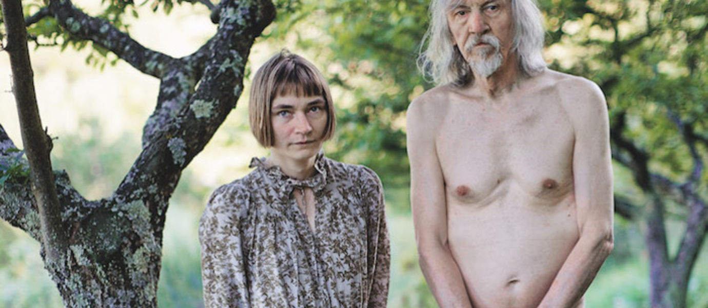 Elina Brotherus: Self-Portrait with Arno Rafael Minkkinen, or Student and Teacher under the Plum Tree, editio 1/6 2010 (53x80cm, pigment
 print). The work is owned by Aalto University and is part of art collection ”Radical Nature” in Dipoli.