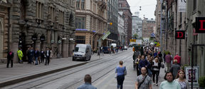 A street scene on Aleksanterinkatu in Helsinki