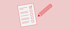 Bluch rectangle with an illustration of a white checklist and pink pencil