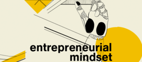 Entrepreneurial mindset themed illustration showing a robotic hand, illustration by Anna Muchenicova