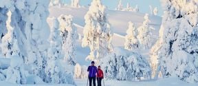Kaksi hiihtäjää Pyhä-Luostolla. Kuva: Pyhä-Luoston Matkailuyhdistys