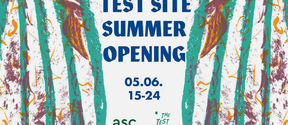 Color image with abstract art and text Test Site Summer Opening 05.06.2022 15024 