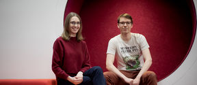Engineering psychology students Salla Nicholls and Esko Evtyukov, photo by Matti Ahlgren