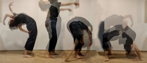 Several photos overlaid on top on each other showing different stages of movement.
