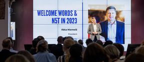 Ilkka Niemelä, President of Aalto University, delivering opening words at the Nordic Five Tech Annual Meeting 2023.