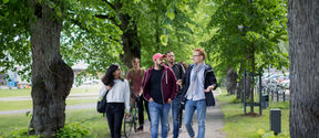 Students outside at Otaniemi campus